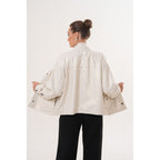 The Velmira Reversible Ivory Leather Women Jacket