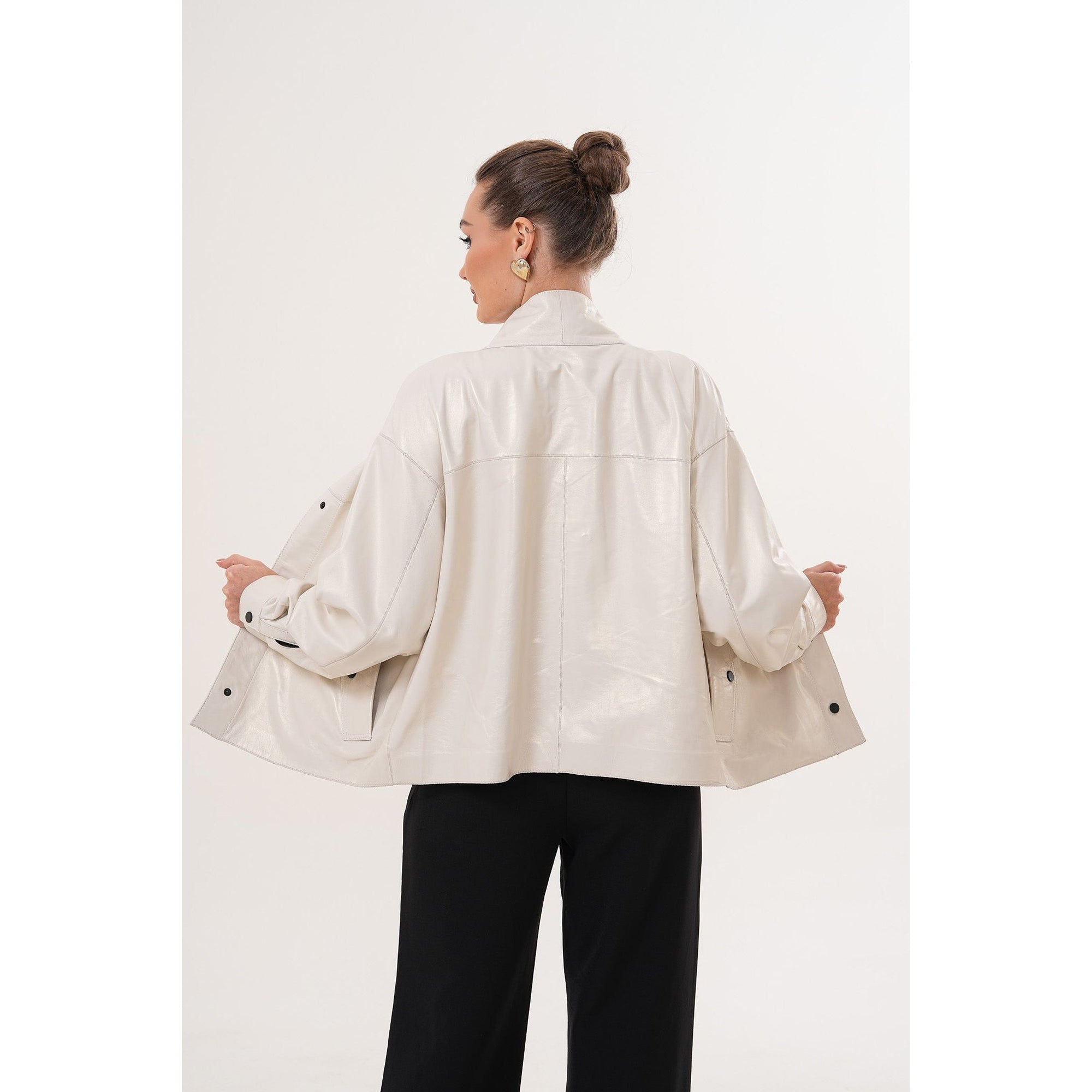 The Velmira Reversible Ivory Leather Women Jacket