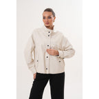 The Velmira Reversible Ivory Leather Women Jacket