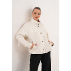The Velmira Reversible Ivory Leather Women Jacket