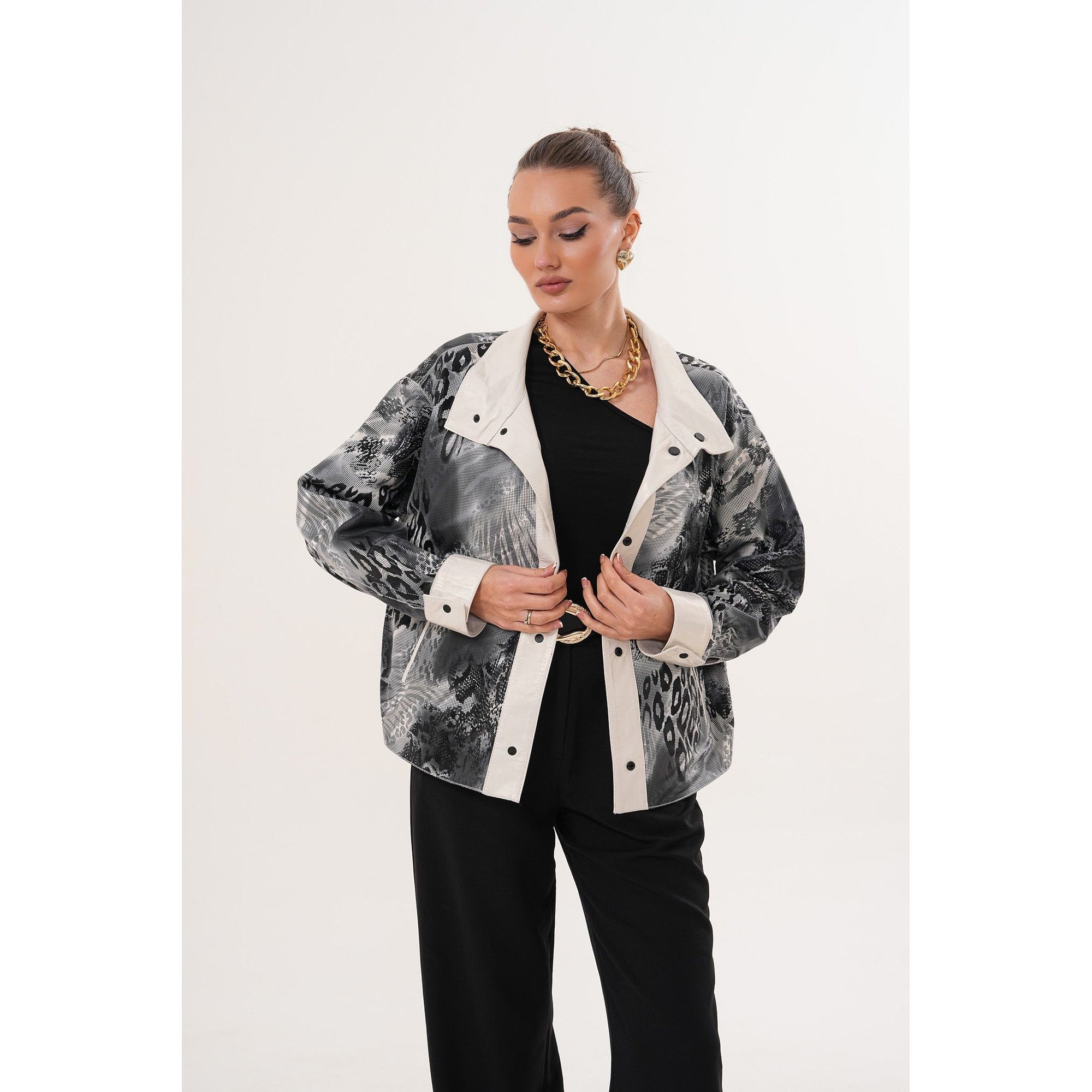 The Velmira Reversible Ivory Leather Women Jacket