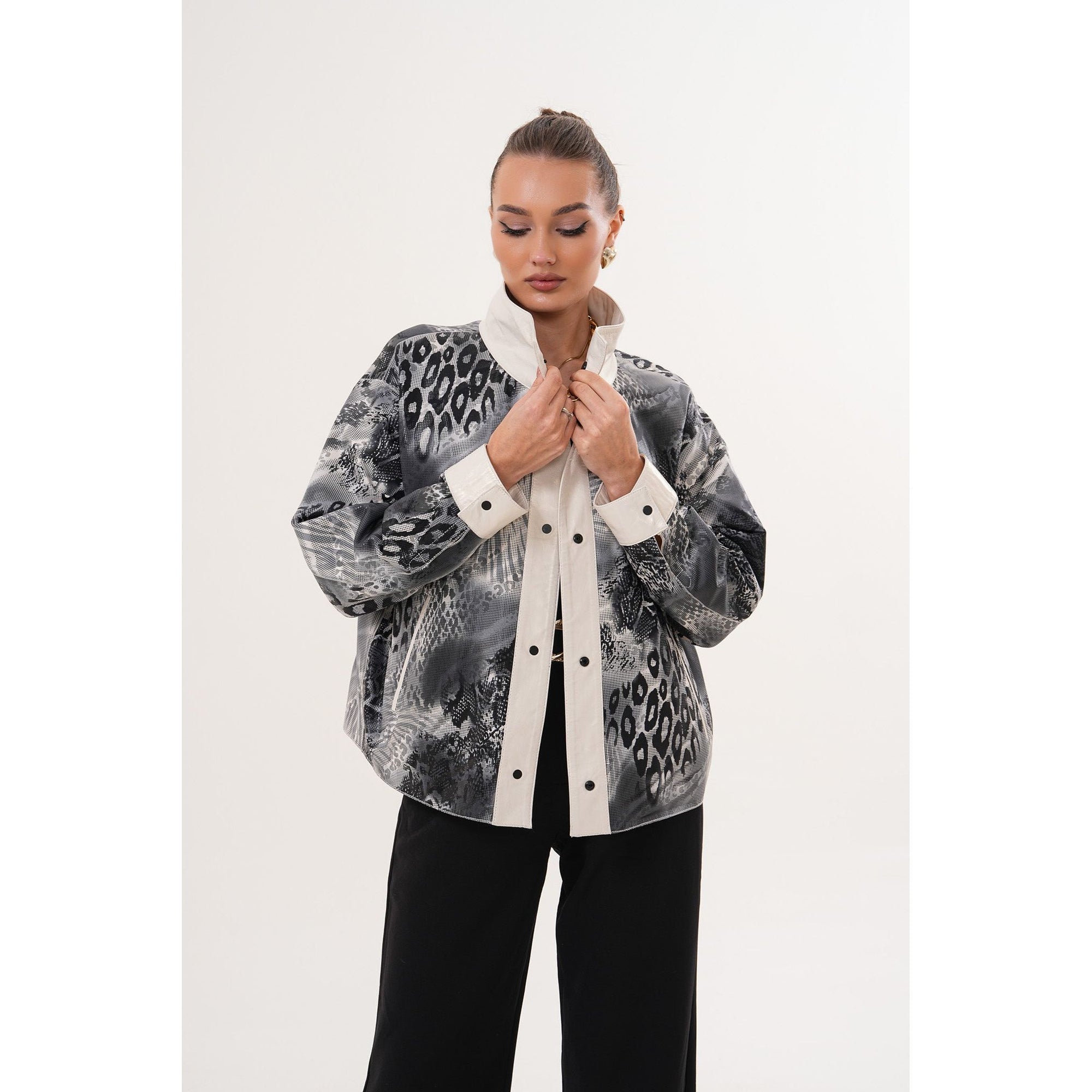 The Velmira Reversible Ivory Leather Women Jacket
