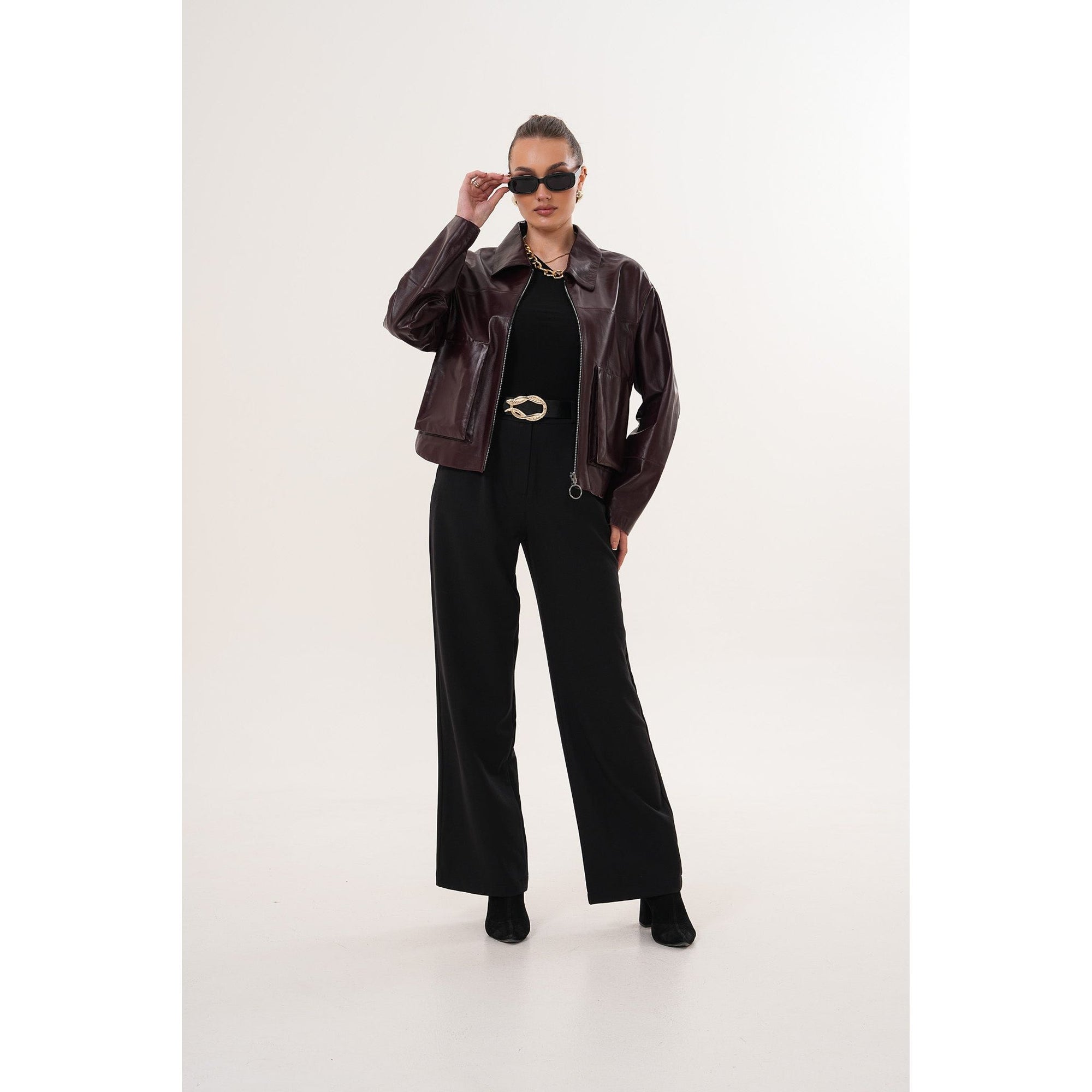 The Elvoria Reversible Burgundy Leather Jacket
