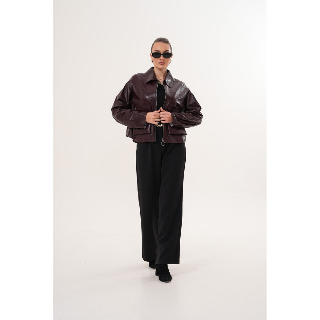 The Elvoria Reversible Burgundy Leather Jacket