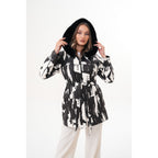The Prisma Black & White Leather Women Jacket