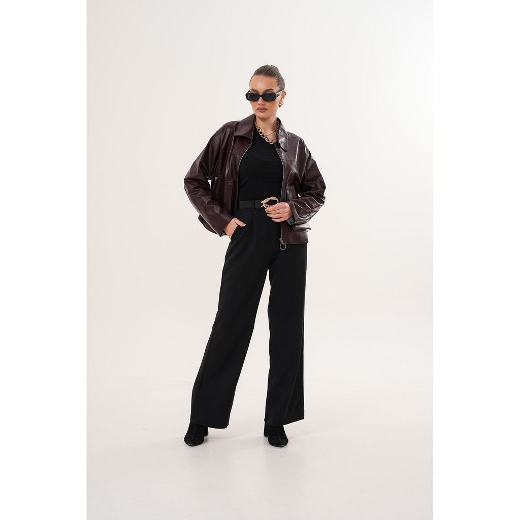 The Elvoria Reversible Burgundy Leather Jacket