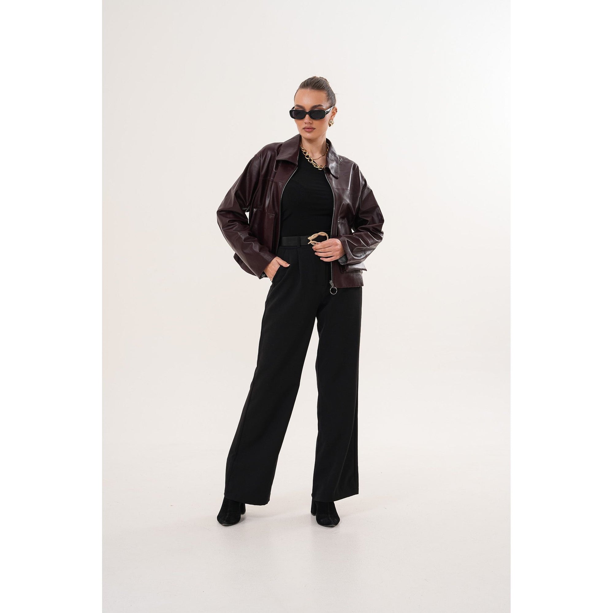 The Elvoria Reversible Burgundy Leather Jacket