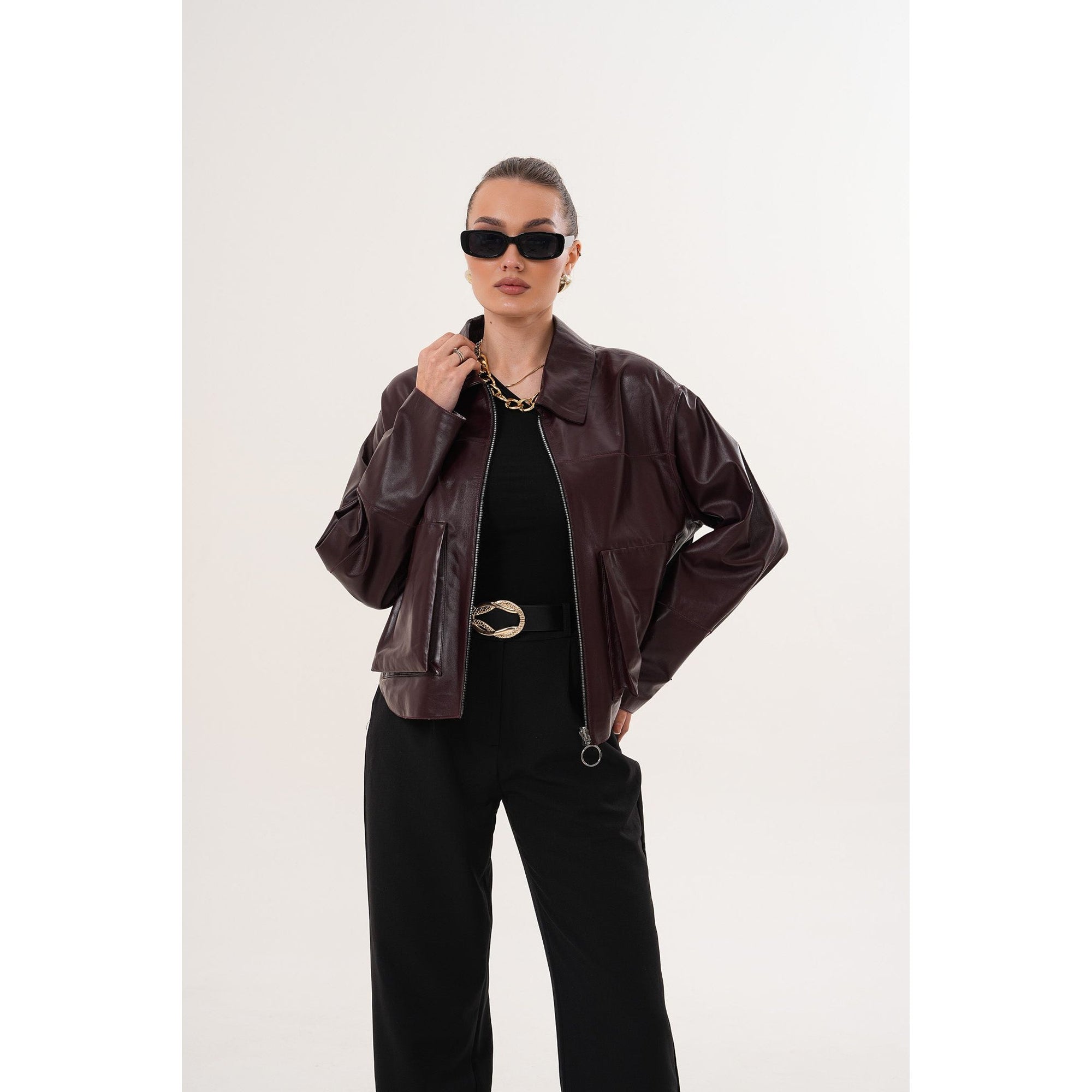 The Elvoria Reversible Burgundy Leather Jacket