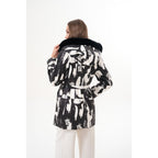 The Prisma Black & White Leather Women Jacket