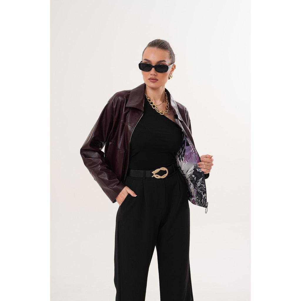 The Elvoria Reversible Burgundy Leather Jacket