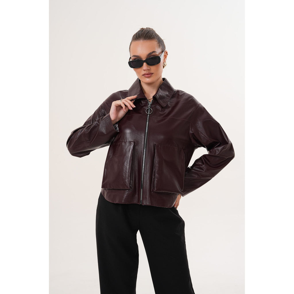 The Elvoria Reversible Burgundy Leather Jacket