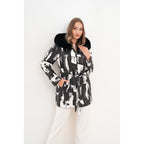 The Prisma Black & White Leather Women Jacket