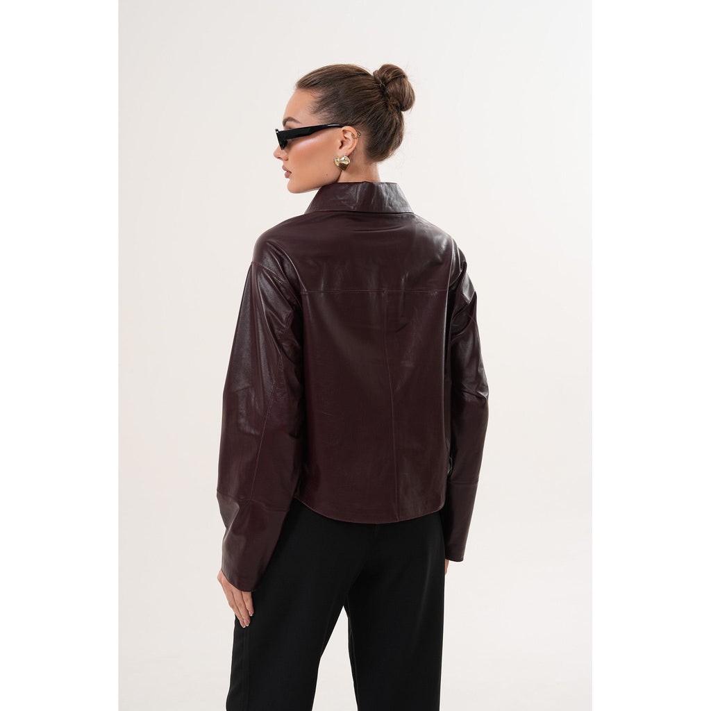 The Elvoria Reversible Burgundy Leather Jacket