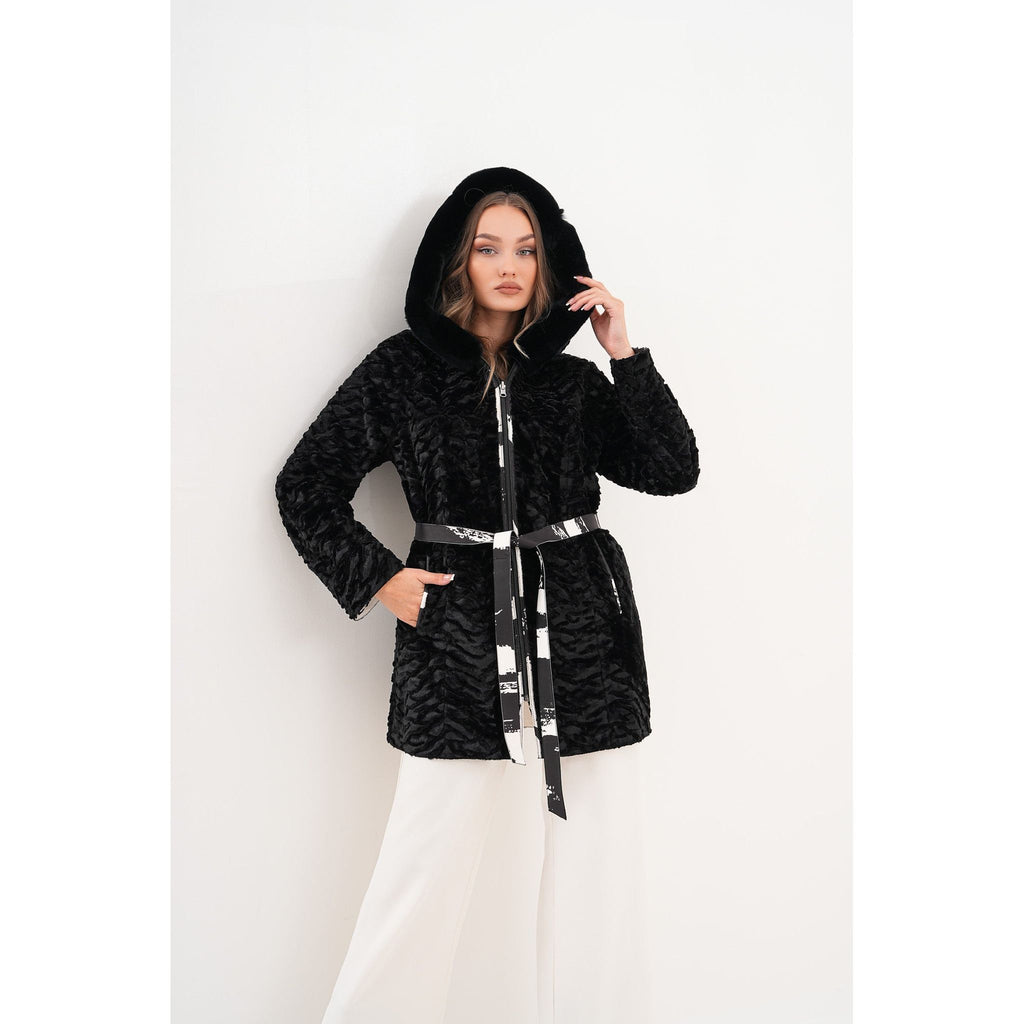 The Prisma Black & White Leather Women Jacket