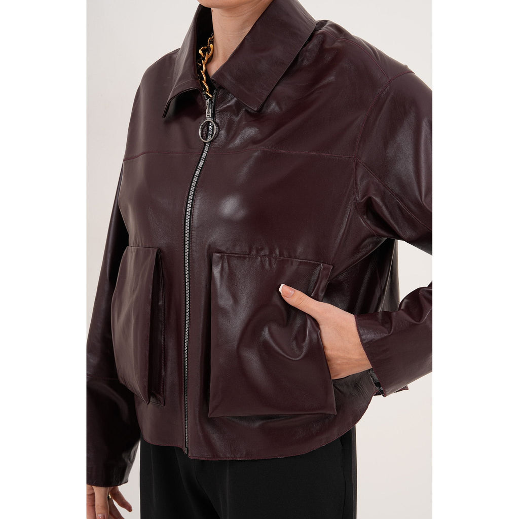 The Elvoria Reversible Burgundy Leather Jacket
