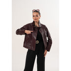 The Ravelyn Burgundy Leather Women Jacket