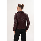 The Ravelyn Burgundy Leather Women Jacket