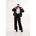 The Calyra Reversible Leather Women Jacket – Black