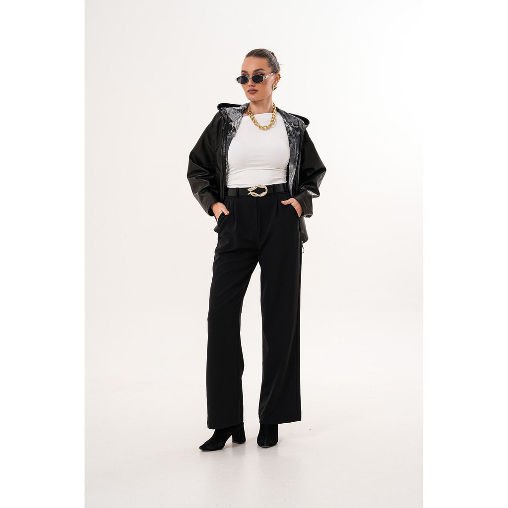 The Calyra Reversible Leather Women Jacket – Black