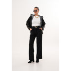 The Calyra Reversible Leather Women Jacket – Black