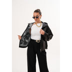The Calyra Reversible Leather Women Jacket – Black