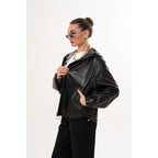 The Calyra Reversible Leather Women Jacket – Black