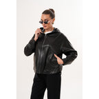 The Calyra Reversible Leather Women Jacket – Black