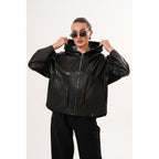 The Calyra Reversible Leather Women Jacket – Black