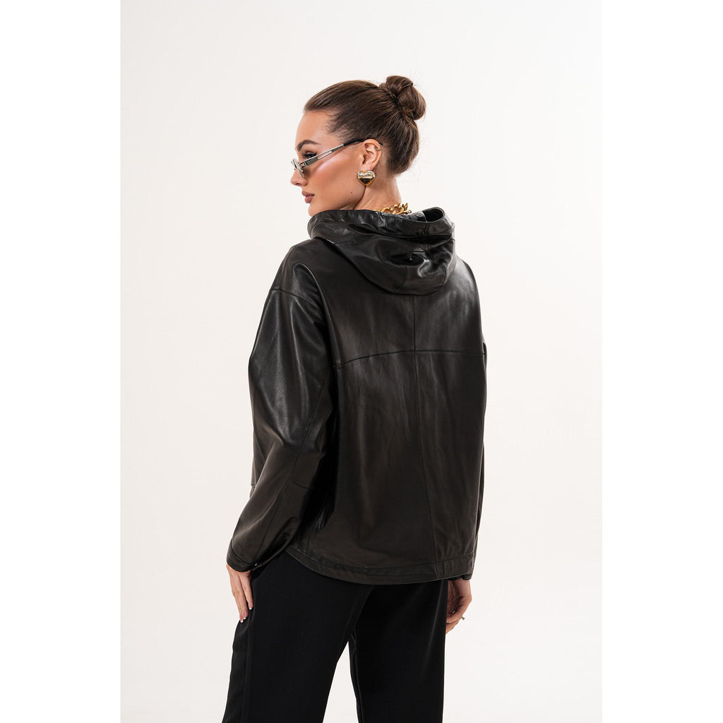 The Calyra Reversible Leather Women Jacket – Black
