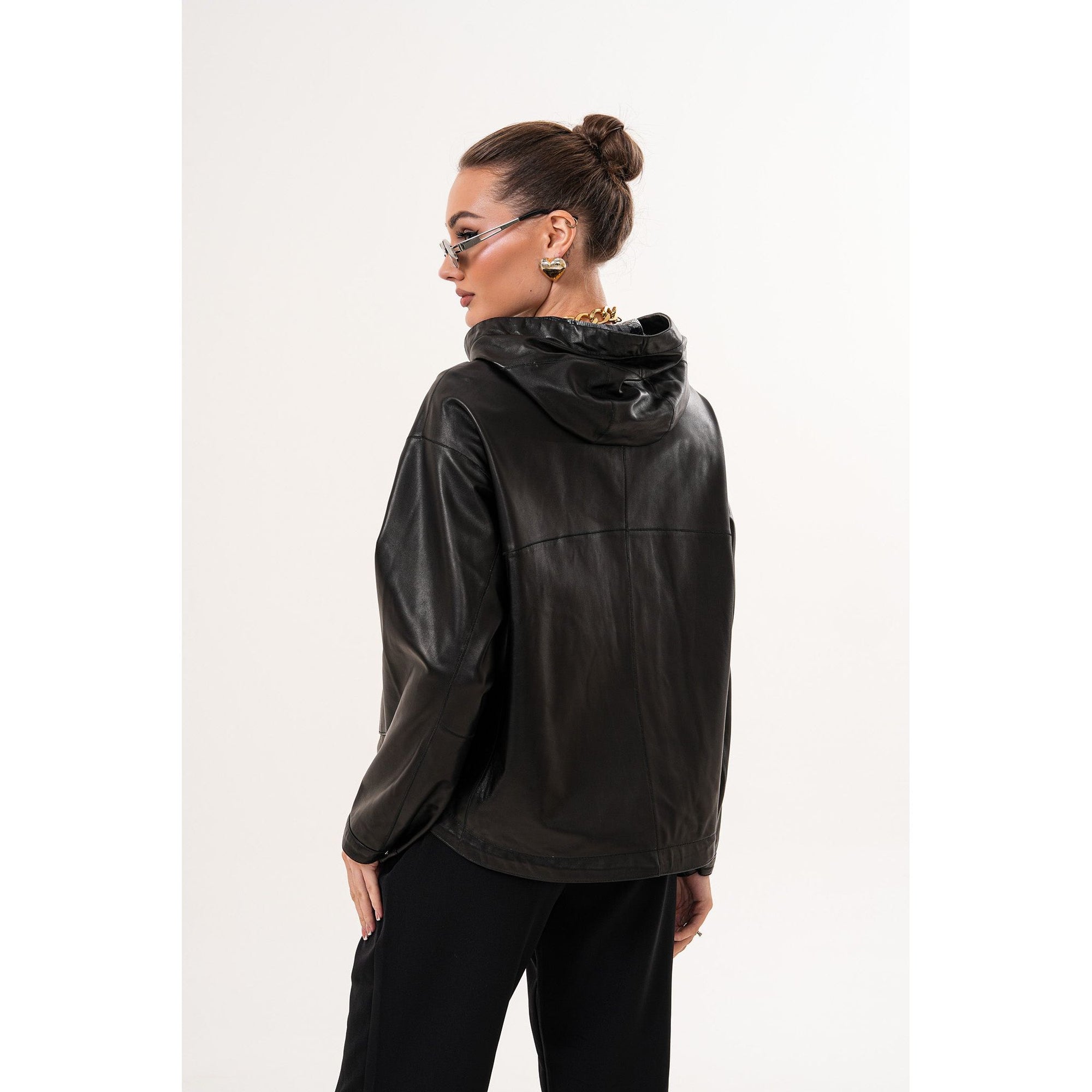 The Calyra Reversible Leather Women Jacket – Black