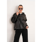 The Calyra Reversible Leather Women Jacket – Black