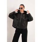 The Calyra Reversible Leather Women Jacket – Black