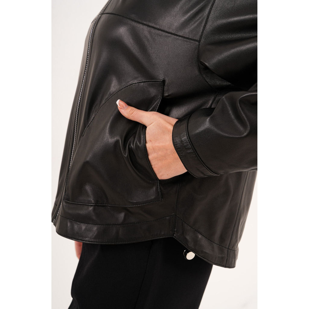 The Calyra Reversible Leather Women Jacket – Black
