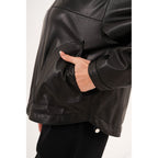 The Calyra Reversible Leather Women Jacket – Black
