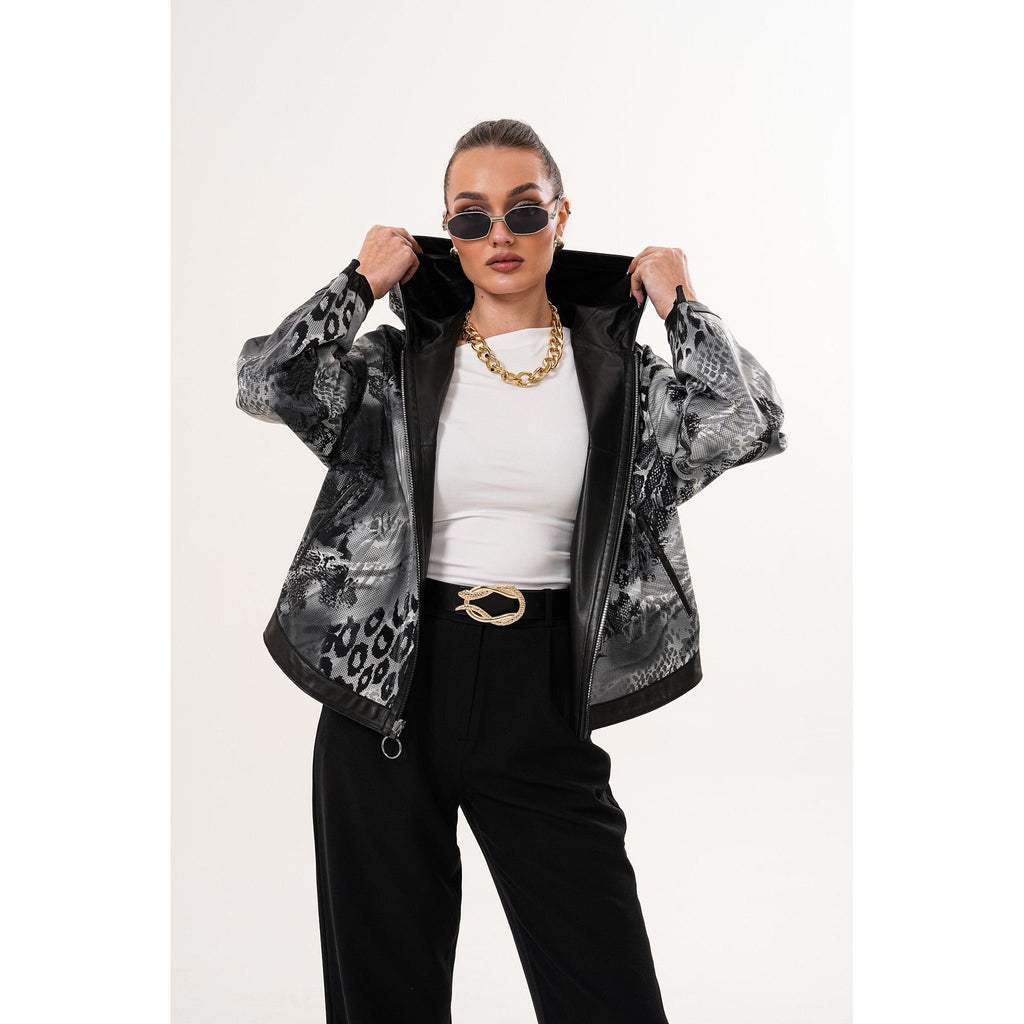 The Calyra Reversible Leather Women Jacket – Black