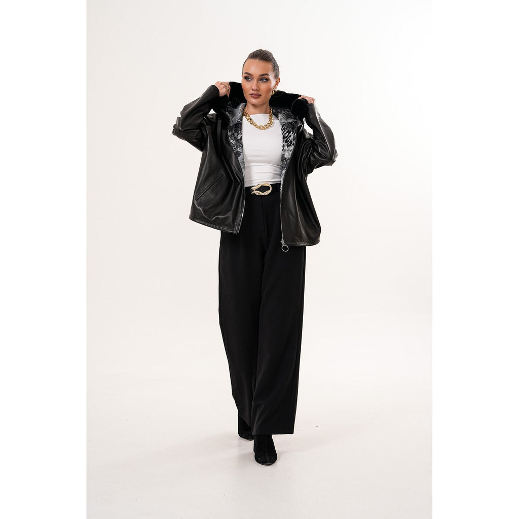 The Velora Black Reversible Lambskin Women Leather Jacket