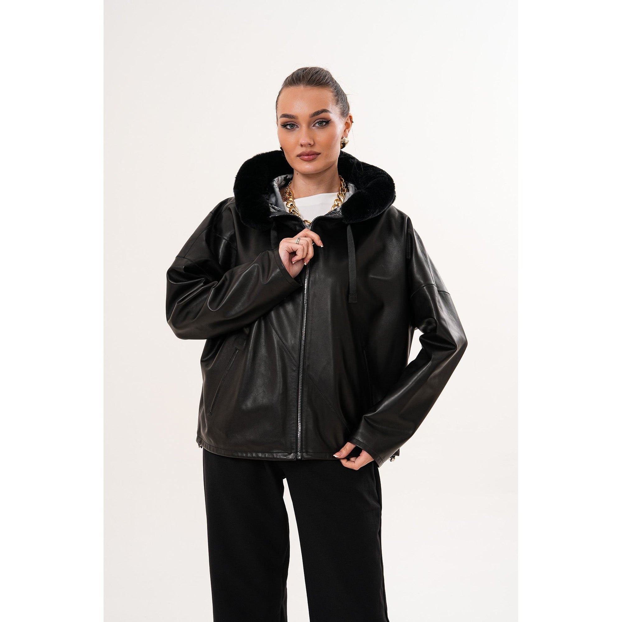The Velora Black Reversible Lambskin Women Leather Jacket