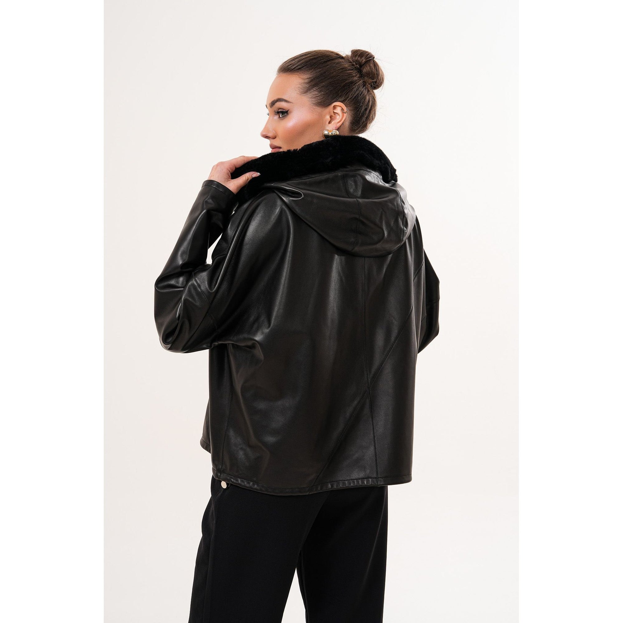 The Velora Black Reversible Lambskin Women Leather Jacket