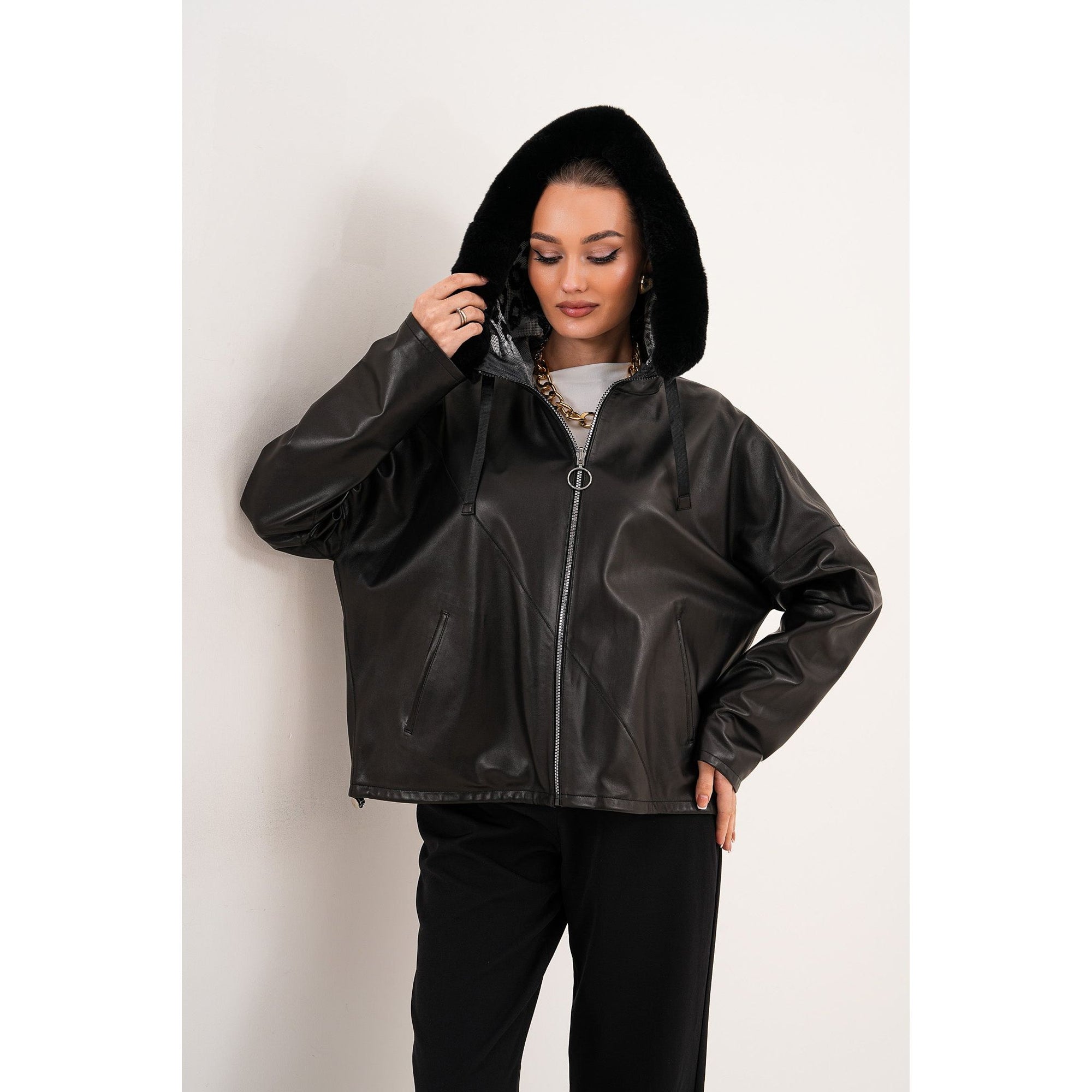 The Velora Black Reversible Lambskin Women Leather Jacket