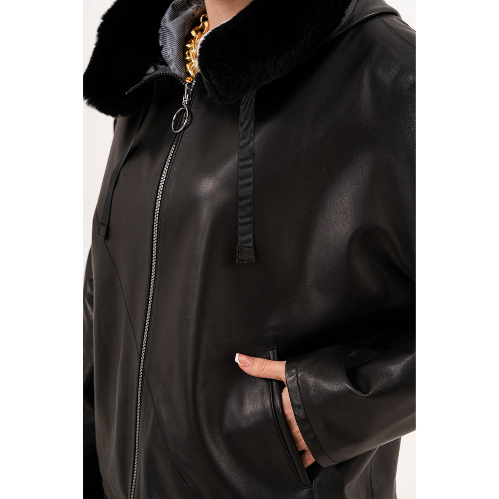 The Velora Black Reversible Lambskin Women Leather Jacket