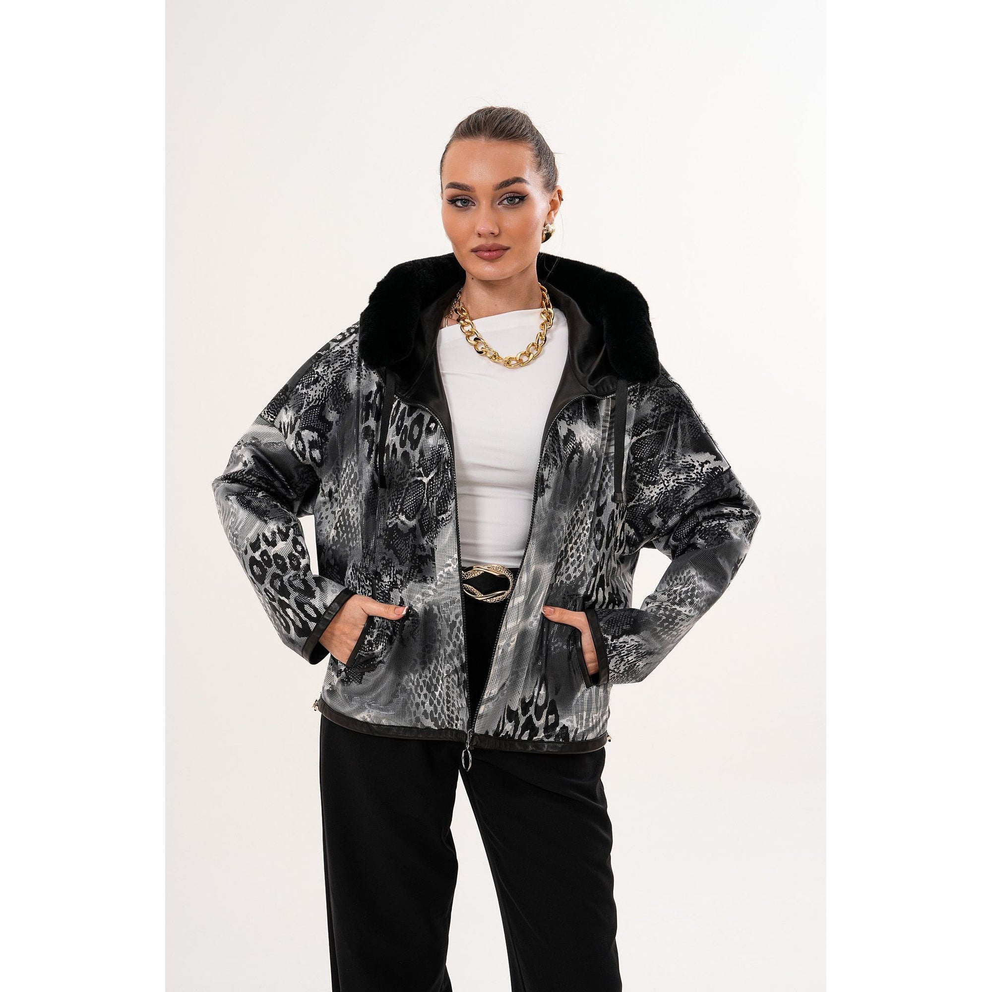 The Velora Black Reversible Lambskin Women Leather Jacket
