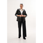 The Nyxara Reversible Hooded Black Women Leather Jacket