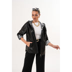 The Nyxara Reversible Hooded Black Women Leather Jacket