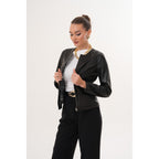 The Nyvessa Black Leather Women Jacket