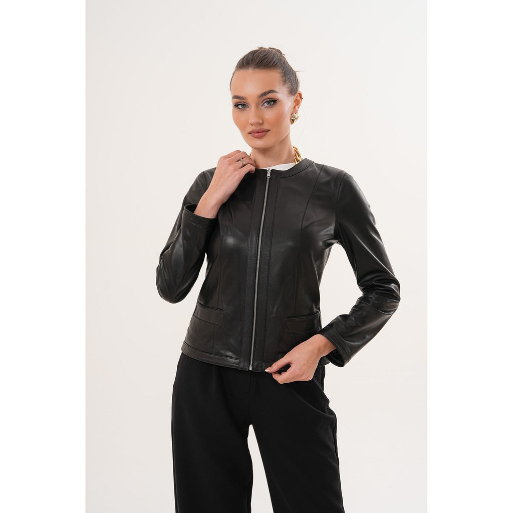 The Nyvessa Black Leather Women Jacket