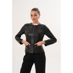 The Nyvessa Black Leather Women Jacket