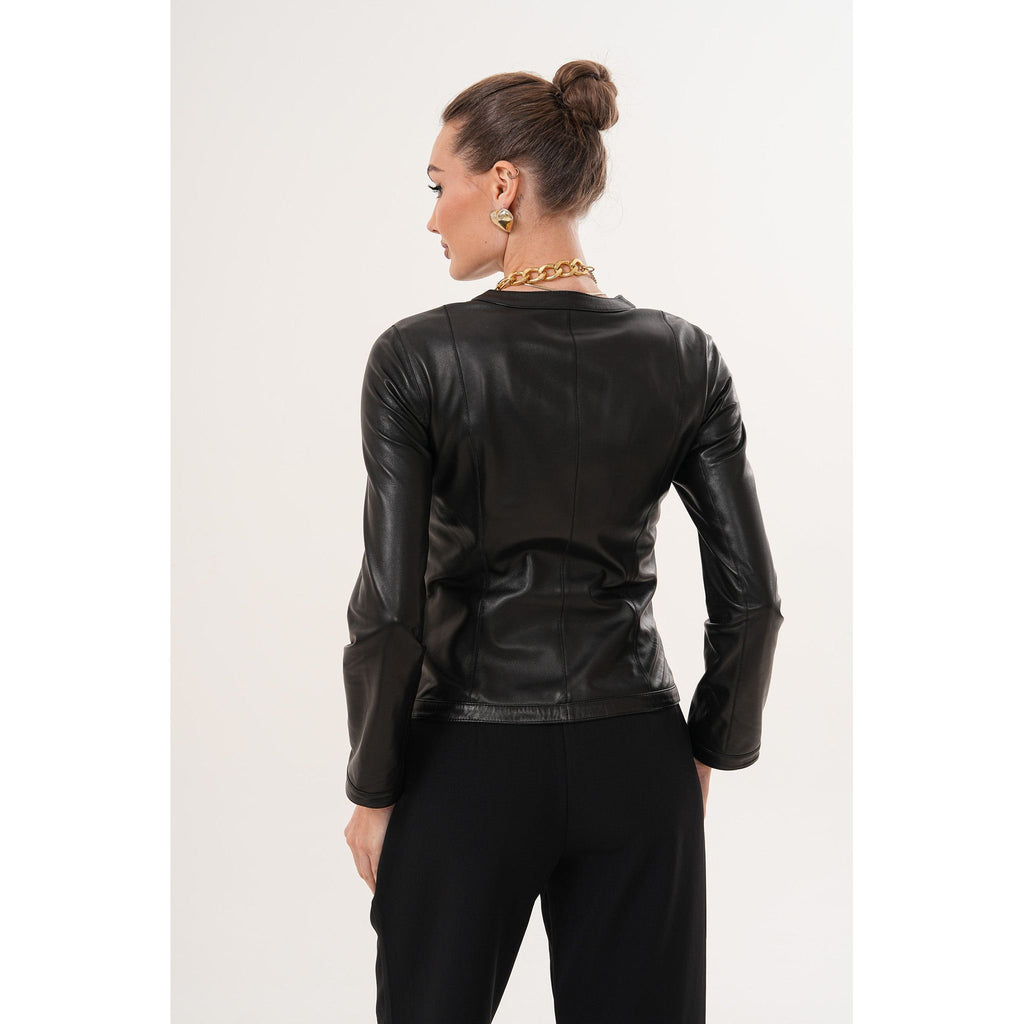 The Nyvessa Black Leather Women Jacket