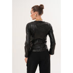 The Nyvessa Black Leather Women Jacket