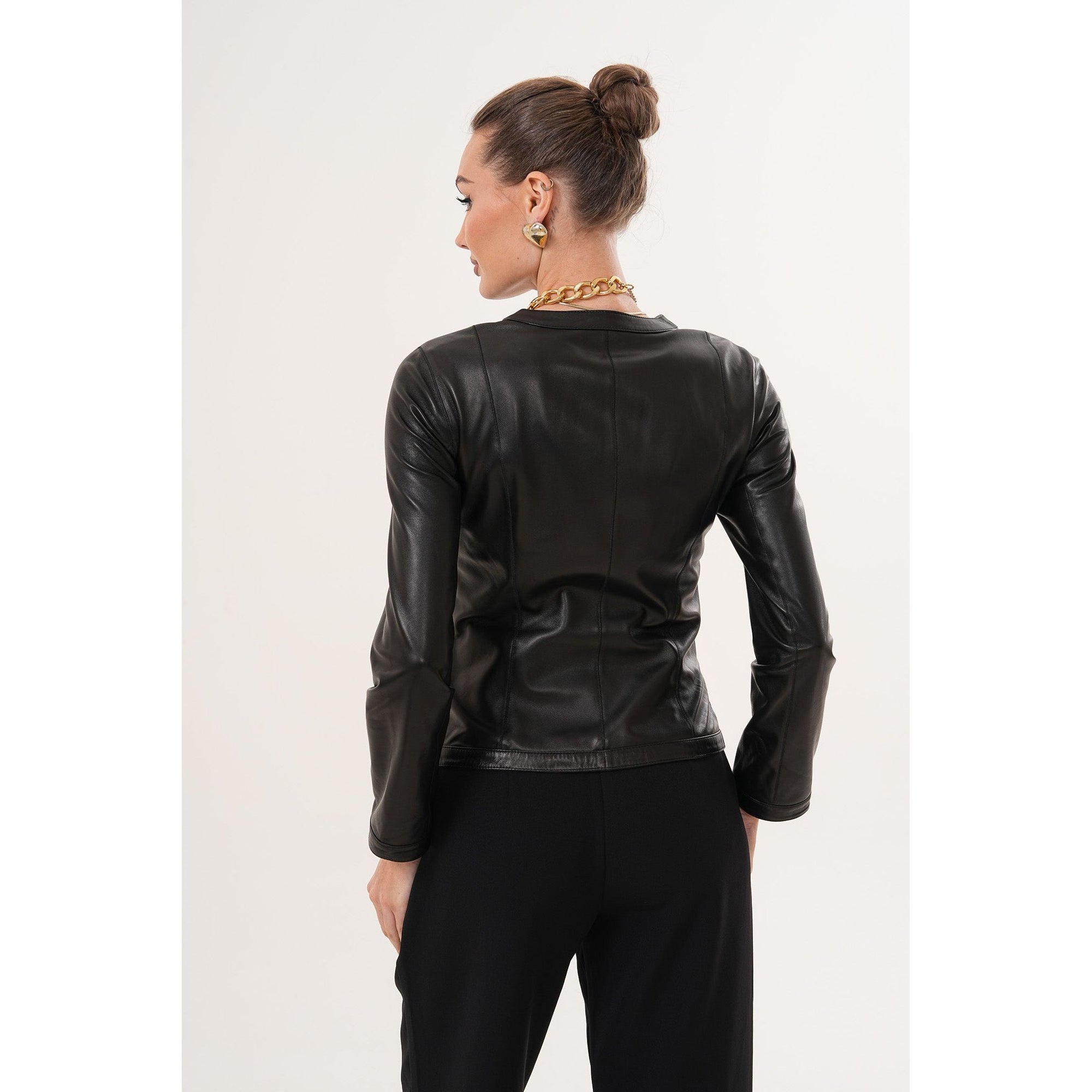 The Nyvessa Black Leather Women Jacket