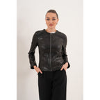 The Nyvessa Black Leather Women Jacket